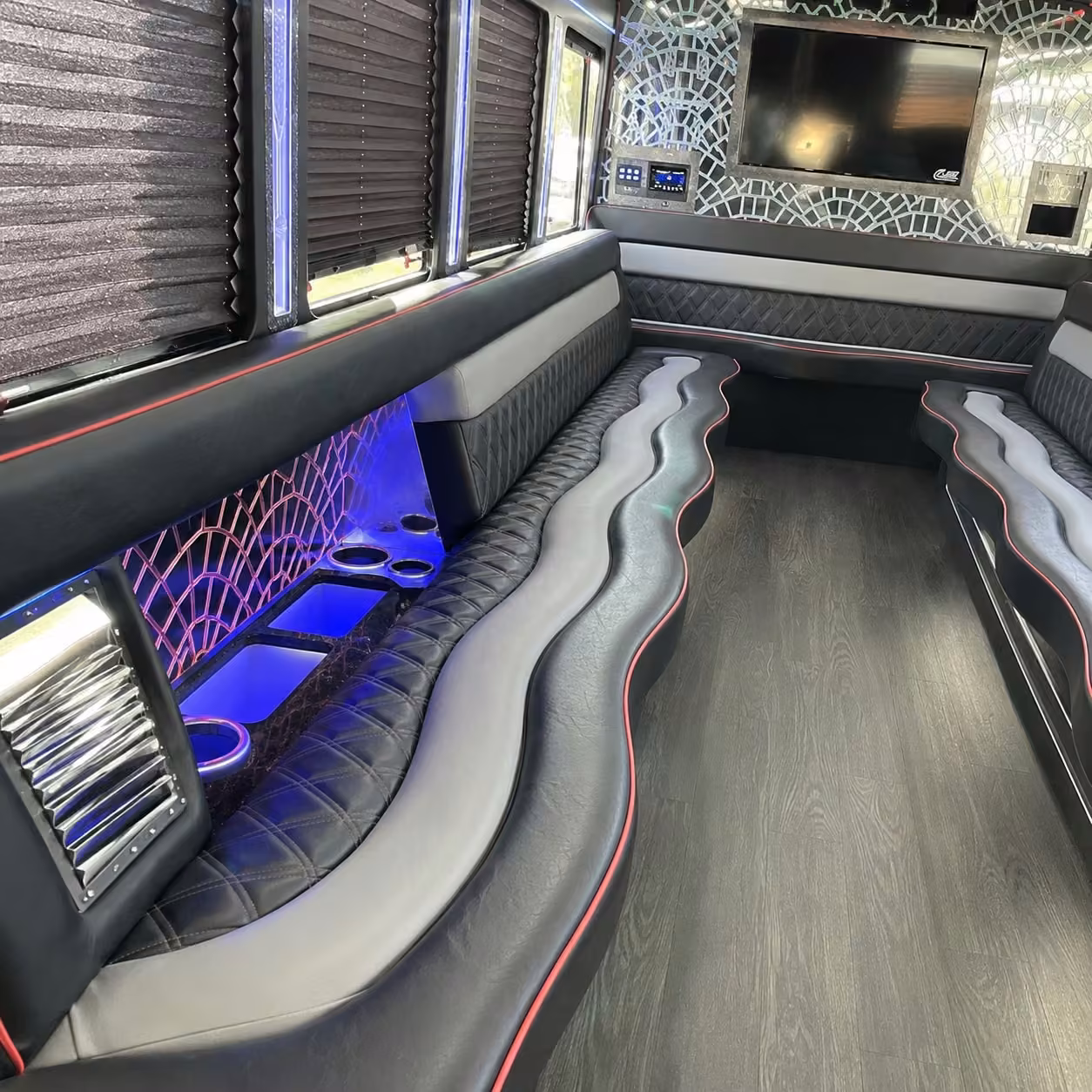 15 passenger party bus inside