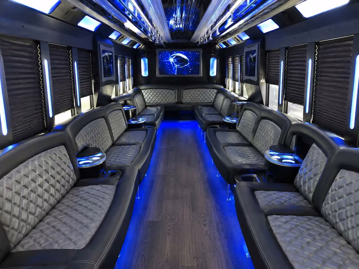 20 passenger party bus inside