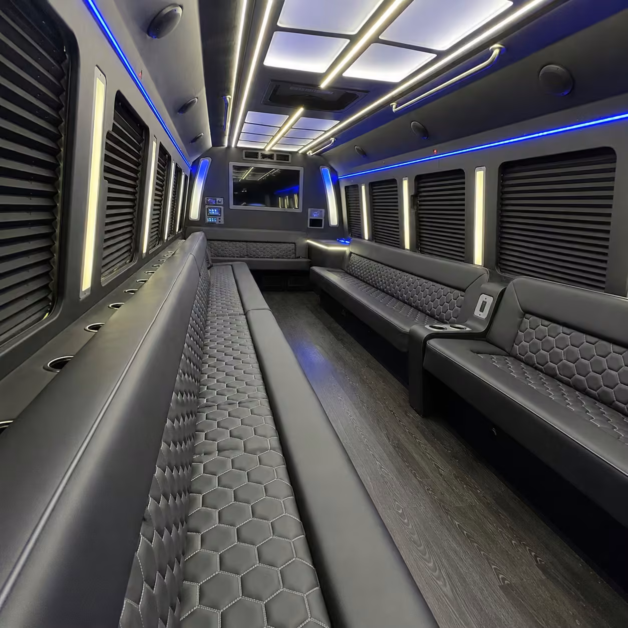28 passenger party bus inside